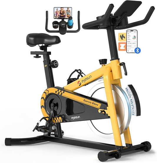 Exercise Bikes for Home,Indoor Cycling Bike with Adjustable Friction,Brake Pad Resistance Silent Belt Drive,330lbs Weight Capacity &Upgraded Version Seat for Home Cardio&Weight Loss