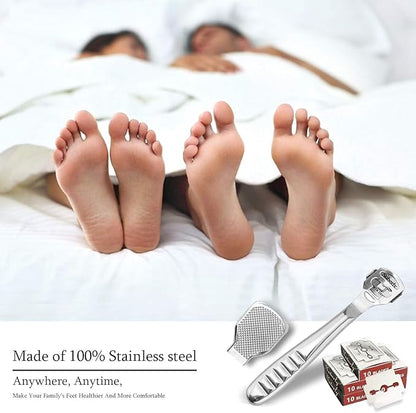 52 Pcs Callus Shaver Set,1 Stainless Steel Foot Razor with 50 Replacement Slices Blades and 1 Foot File Head Foot Care Tools,Foot Shaver Callus Remover,Hard Dry Skin Remover for Hand Feet