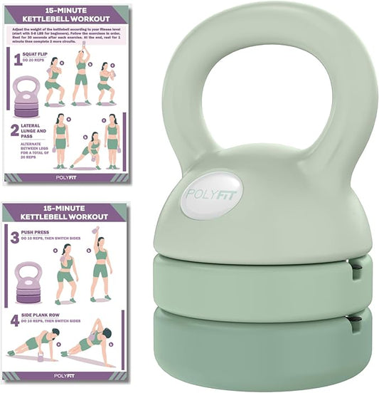 Polyfit Adjustable Kettlebell | 5 lb - 12 lb | Kettlebells Weights Set for Home Gym | Kettle Bell Sets for Women at Home