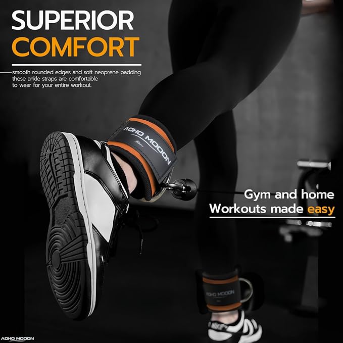 Comfortable Adjustable Ankle Straps for Cable Machines Women, Gym Workout Leg Strap, Glute Cuff, Ankle Cuffs for Glute Workouts, Foot Straps for Kickback, One Size Fit All