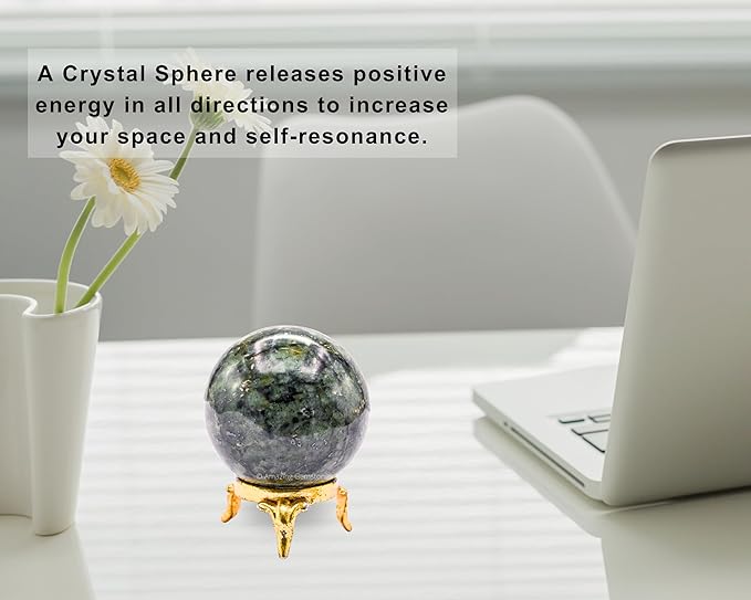 Amazing Gemstone Green Jade Crystal Ball with Stand - 2 Inches Crystal Sphere Meditation Balls for Witchcraft and Decorative Balls