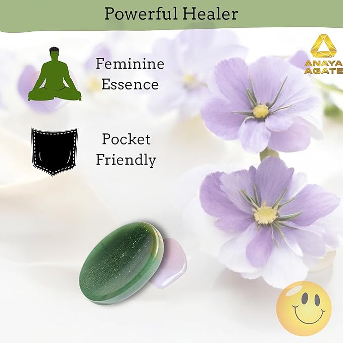 Worry Stones – Green Jade Crystal Thumb Worry Stones for Anxiety, Stress – Relaxing and Soothing Balance Stones for Meditation, Stress Relief – Healing Stones and Crystals for Men and Women
