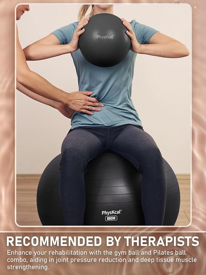 Yoga Ball for Exercise, Pilates Set, 4 Sizes Fitness Ball for Workout, Birthing, Pregnancy, Physical Therapy- Pump Included