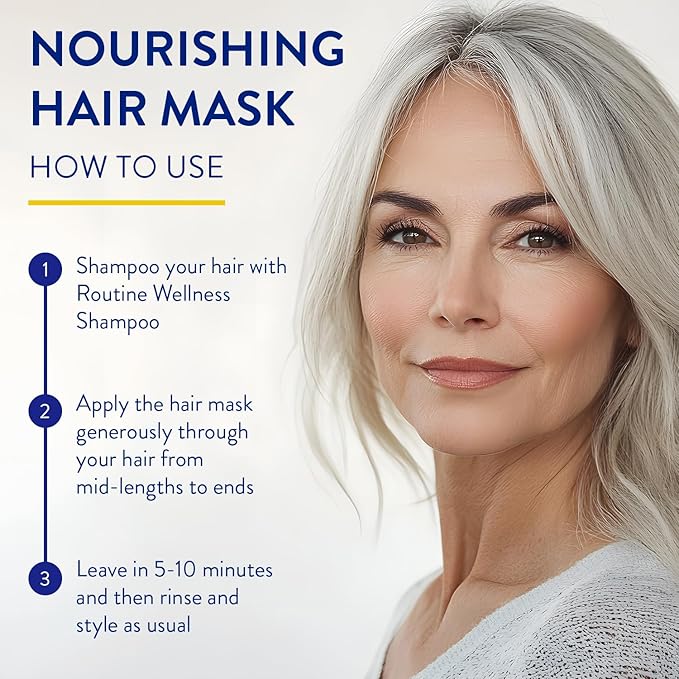 Routine Wellness Deep Conditioning Hair Mask for Dry Damaged Hair - Hydrating, Moisturizing Repair Treatment - Promotes Volume - Rose Hips 8oz