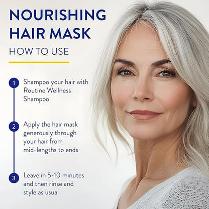 Routine Wellness Deep Conditioning Hair Mask for Dry Damaged Hair - Hydrating, Moisturizing Repair Treatment - Promotes Volume - Rose Hips 8oz