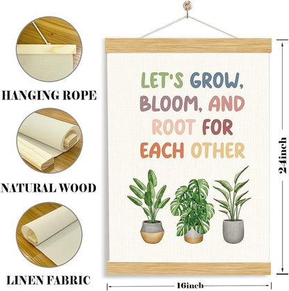 YGSDZY Let's Root For Each Other Sign, Boho Classroom Decor, Wood Poster Hanger, Playroom Wall Art, Mental Health Posters, Classroom Poster, Homeschool Decor, Motivational Wall Decoration