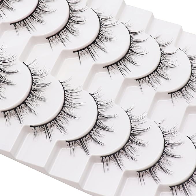 Losha Manga Lashes Fluffy Faux Mink Lashes Natural Look 10 Pairs Asian False Eyelashes Pack Look Like Individual Clusters (NO.393)