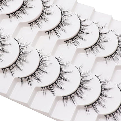 Losha Manga Lashes Fluffy Faux Mink Lashes Natural Look 10 Pairs Asian False Eyelashes Pack Look Like Individual Clusters (NO.393)