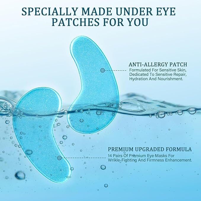 Under Eye Patches Masks - for Eye bags with Collagen and Hyaluronic Acid, Dark Circles,and Fine Lines, puffiness Smoothing Skin Care Treatment for Women and Men, (30 Pcs) white