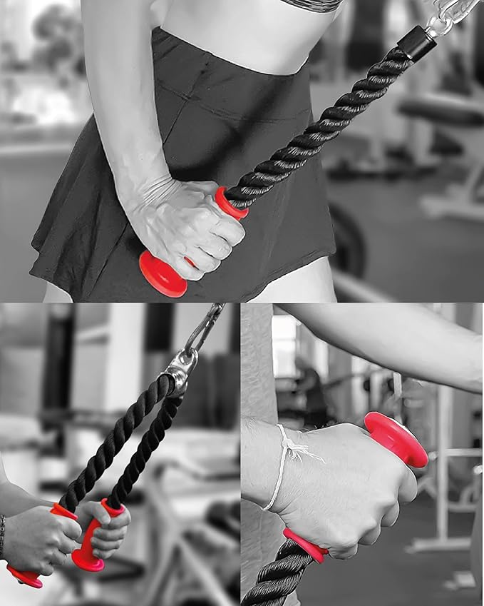 2 Ergonomic Tricep Ropes | 30" & 16.5" | Non-Slip Cable Attachment | Wrist Pressure Relief | Grip Strength, Forearm Activation | Home & Commercial Gym Accessory, For Cable Machine, Smart Gym