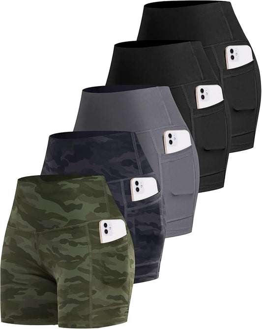 LZYVOO Biker Spandex Shorts Women, High Waisted Tummy Control Workout Yoga Shorts with Pockets