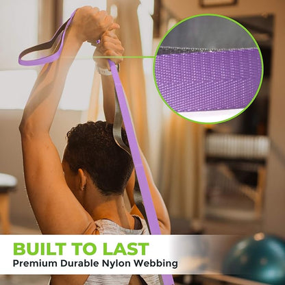 Gradient Fitness Stretching Strap for Physical Therapy, 12 Multi-Loop Stretch Strap 1" W x 8' L, Neoprene Handles, Physical Therapy Equipment, Yoga Straps for Stretching, Leg Stretcher.