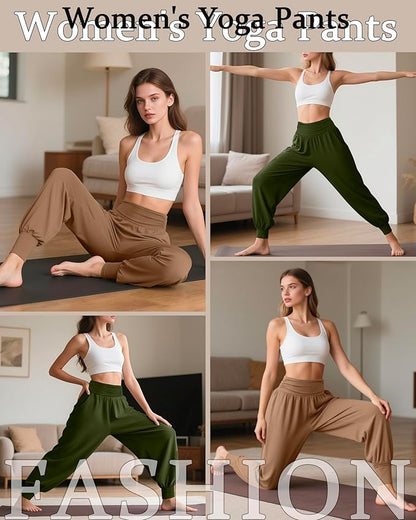 2 Pack Women's Yoga Joggers, Cozy Sweatpants with Pockets Casual Loose Comfy High Waisted Lounge Pants