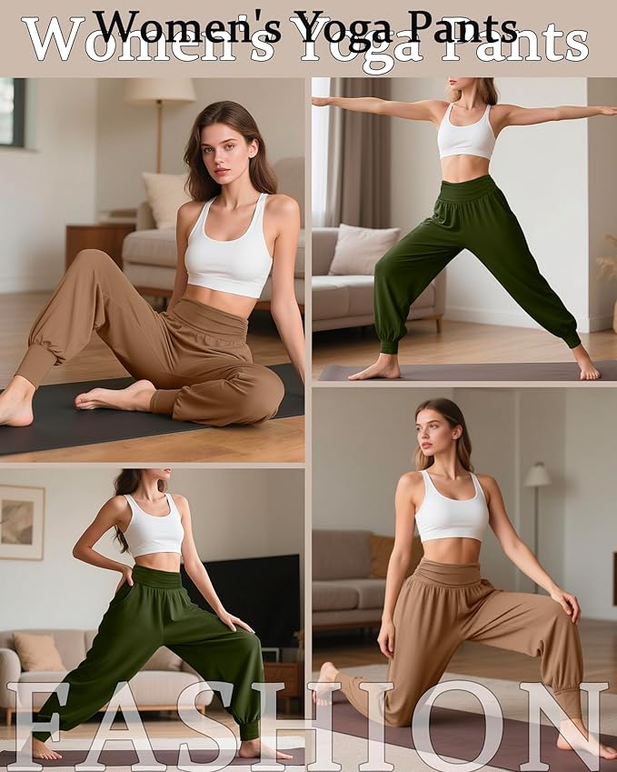 2 Pack Women's Yoga Joggers, Cozy Sweatpants with Pockets Casual Loose Comfy High Waisted Lounge Pants