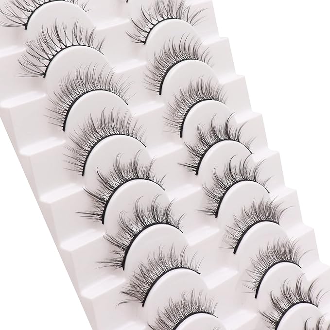 Losha Manga Lashes Fluffy Faux Mink Lashes Natural Look 5 Style Mixed Fake Eyelashes 10 Pairs Anime Lashes Look Like Individual Clusters (Mix)