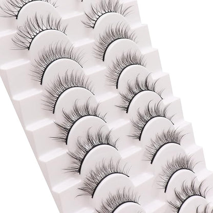 Losha Manga Lashes Fluffy Faux Mink Lashes Natural Look 5 Style Mixed Fake Eyelashes 10 Pairs Anime Lashes Look Like Individual Clusters (Mix)
