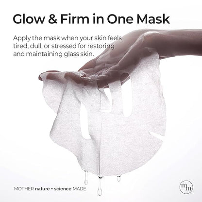 MOTHER MADE Glowing Glass Skin Hydrating Snail Deep Collagen Face Masks Set of 20 EA, with Niacinamide 2%, Vitamin E, Facial Mask for Dry, Sensitive Skin, Self Care, Korean Skincare