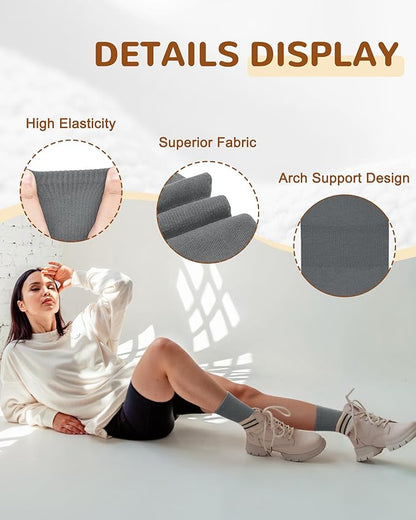 Justay 6 Pairs Pilates Socks with Grips for Women Soft Non Slip Crew Cotton Athletic Workout Barre Hospital Yoga Socks