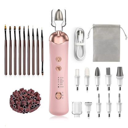 Professional Manicure Pedicure Kit, Electric Nail File Set, Cordless Electric Nail Drill Machine, 5 Speeds Hand Foot Care Nail Drill for Thick Nail Toenail Cuticle with 9Pcs Drawing Brushes