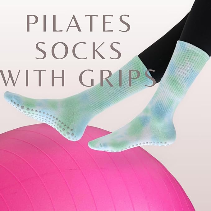 3/6 Pairs Cute Pilates Socks with Grips,Yoga Socks Barre Sock Non Slip Embroidery for Barre Ballet Barefoot Workout