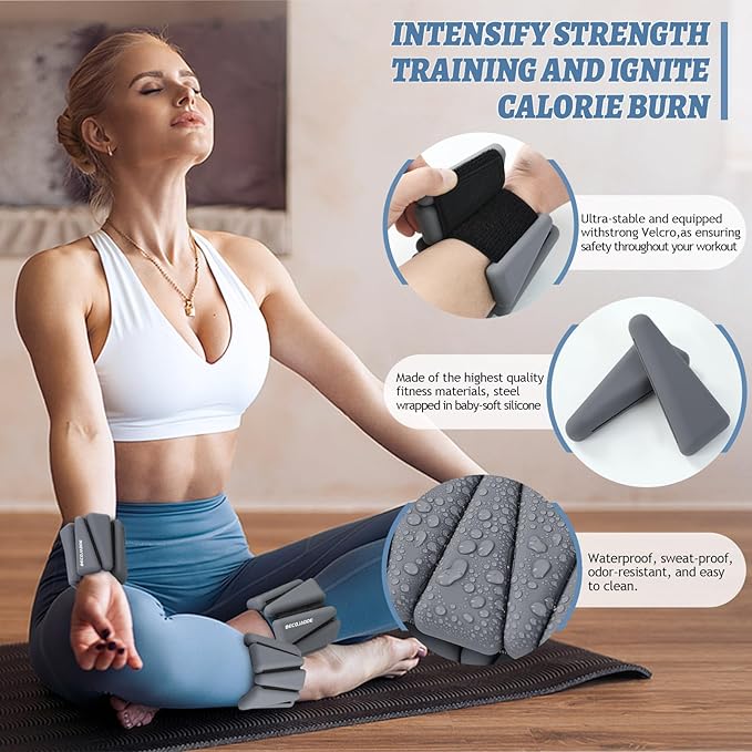 Ankle Weights Set of 2 (1 lb/2 lb/3 lb Each) Adjustable Wrist Weights for Women Men Wearable Arm Leg Weight for Pilates, Running, Walking, Workout, Yoga