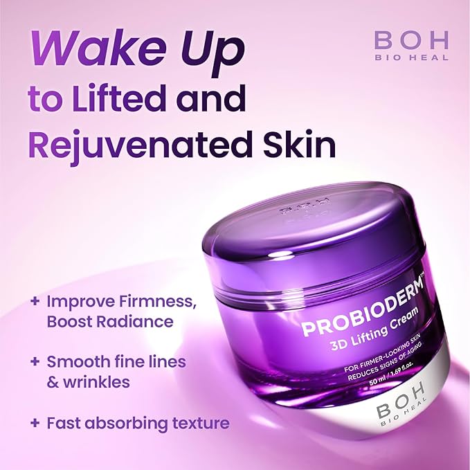 Probioderm 3D Lifting Cream 1.7 fl oz | Advanced Korean Anti-Aging Probiotics Facial Night Cream Moisturizer with 17-Peptide Complex & Patented Probioderm for Wrinkles on Face and Neck
