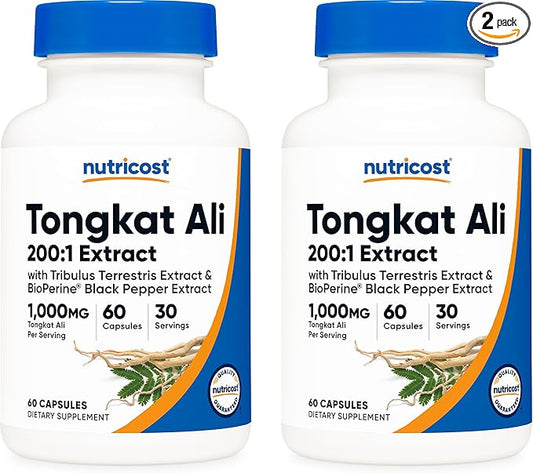 Nutricost Tongkat Ali 1,000mg, 60 Caps (2 Bottles) - 30 Servings Per Bottle, Veggie Caps, Non-GMO, Gluten Free
