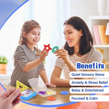 Sensory Fidget Toys Worry Stones for Kids Teens Adults Calming, Quiet Fidgets Toy for Anxiety and Stress for Classroom Student Prizes (6 Pack)