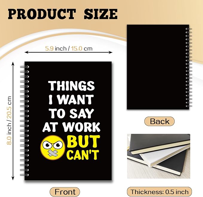 YAZMEEN Sarcastic Saying Blank Spiral Notebook（160 Pages） Things I Want to Say at Work But Can't Hardcover Sketchbook Office Gag Gift Funny Notebook Gift for Women Men Employee Colleague Office Work