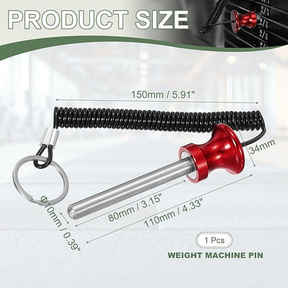 Weight Stack Pin, Weight Gym Pin Strength Training Equipment Replacement with Pull Rope for Home Gym Club