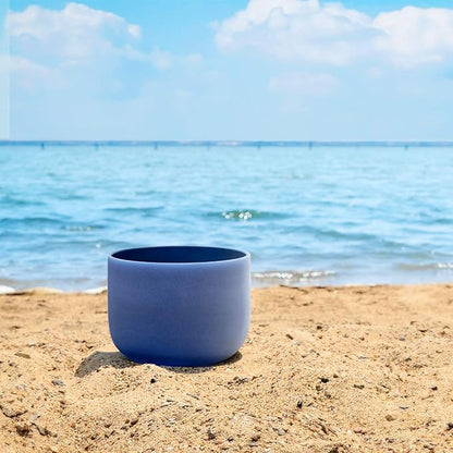 TOPFUND Indigo 432 Hz A Note Crystal Singing Bowl 8 inch Third Eye Chakra with Heavy Duty Carrying Case and Suede Mallet