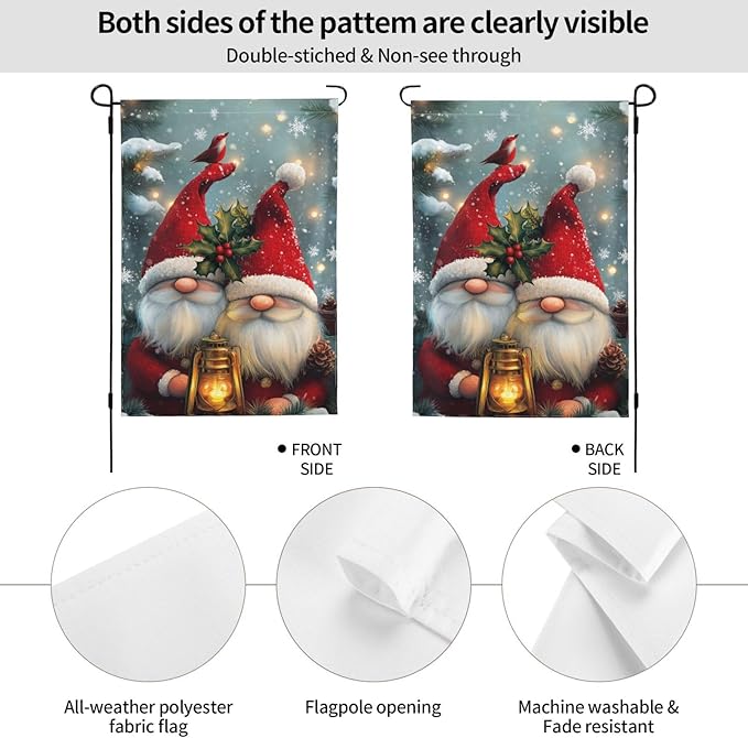 Gnomes Red Garden Flag 12x18 In Double Sided Yard Flags Lawn Sign Decor No Flagstand