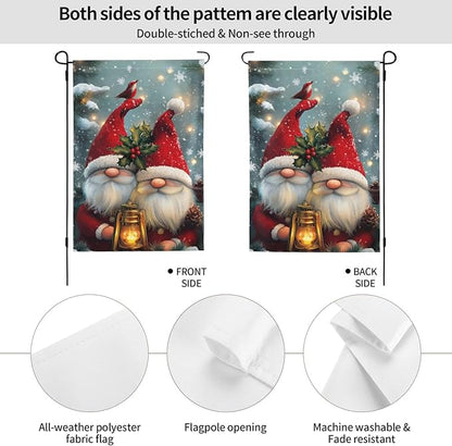 Gnomes Red Garden Flag 12x18 In Double Sided Yard Flags Lawn Sign Decor No Flagstand