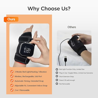 Arm Heating Pad with Heat & Vibration & Red Light, Cordless Elbow Heating Pad with 31IN Detachable Extension Strap,Wireless Arm Massager with Heat for Elbow Hand Knees Leg Ankles Wrists, Velcro