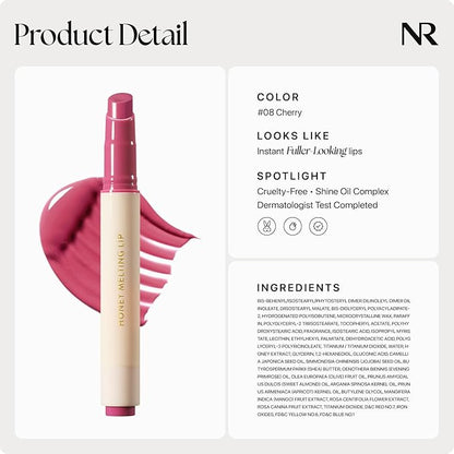 Nature Republic HONEY MELTING LIP (08 DARK CHERRY CHOUX) SOFT LIP STICK, Hydrating Gloss, Moisturizing balms, Sheer tint, Shine & Nude, Glowy Finish, korean make up