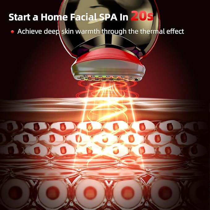 Face Massager with Light Therapy for Face, 3-in-1 Skin Tightening Device for Wrinkles, Home Use Face Lifting Device