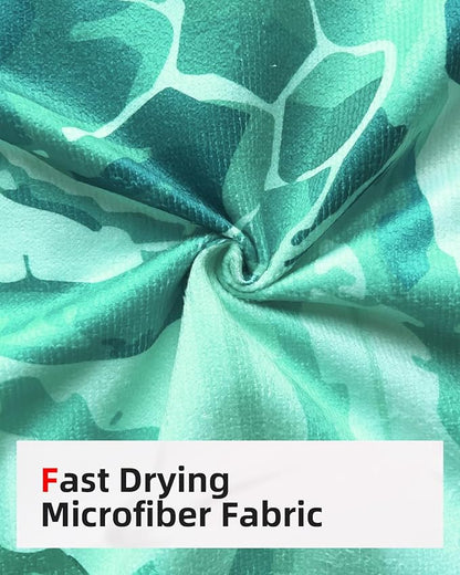 Abahub Surf Poncho Men & Women Towel Poncho Adult with Hood, Thick Quick Dry Changing Poncho Towel, Microfiber Wearable Cover Up for Surfing Beach Swim - Absorbent Changing Towel L (Green Turtle)