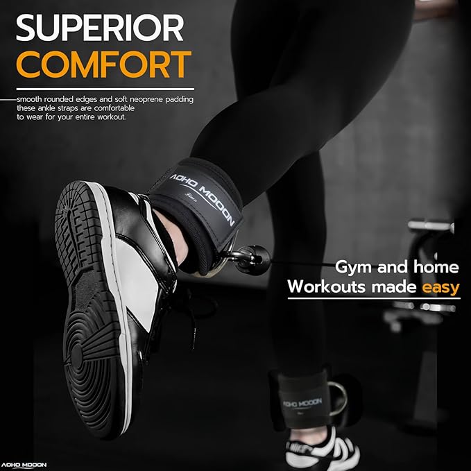 Comfortable Adjustable Ankle Straps for Cable Machines Women, Gym Workout Leg Strap, Glute Cuff, Ankle Cuffs for Glute Workouts, Foot Straps for Kickback, One Size Fit All