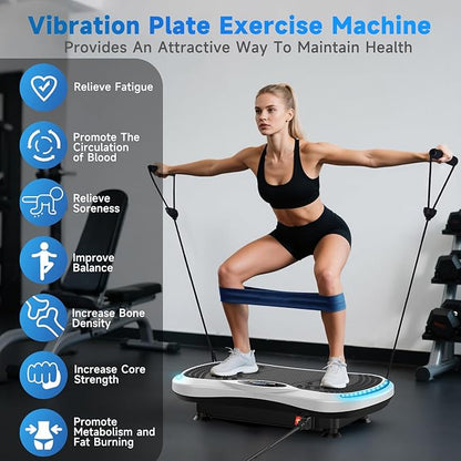 Vibration Plate Exercise Machine for Lymphatic Drainage, Vibration Machine for Full-Body Weight Loss Shaping, Vibrate Fitness Platform 400 Lbs & 200 Adjustable Speeds for Women Men Home Gym
