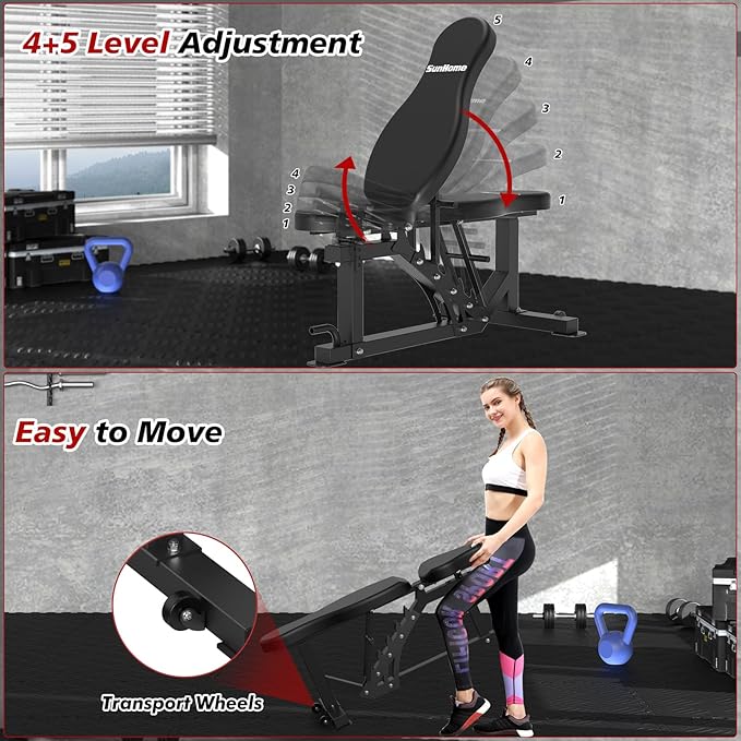 SunHome Multifunction Home Gym System Workout Station,Smith Machine with 138LB Weight Stack, Leg Press, LAT Station for Full Body Training