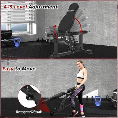 SunHome Multifunction Home Gym System Workout Station,Smith Machine with 138LB Weight Stack, Leg Press, LAT Station for Full Body Training