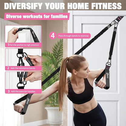 Pull Up Assistance Bands,Up to 300 lbs Assistance,Adjustable Heavy Duty 4 Pull Up Bands with Handle and Door Anchor for Home Gym Fitness Exercise Strength Training Workout Equipment