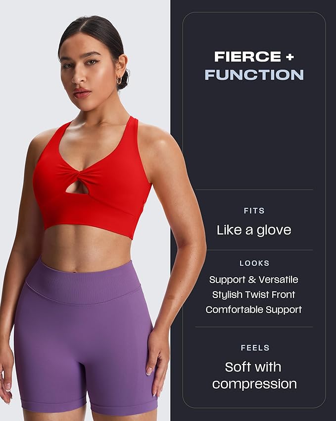 Aoxjox Women's Workout Sports Bras Twist Front Fitness Training Gym Bra Yoga Crop Lola Tank