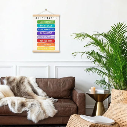 DNEULYR It's Okay Not to Be Okay Mental Health Poster Hanger Frame, Wall Decor, Wall Art Banner for Classroom School Counselor Office Therapy Office, 12.5x17 Inch