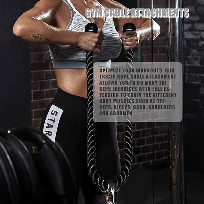 KORIKAHM Long Tricep Rope, Rope Pull Down Attachment 47 55 63Inch Length Long, Tricep Rope Cable Attachment, Tricep Pull Down Rope for Home Gym Pulley System,Cable Machine Attachment