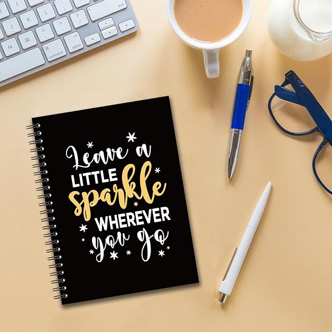 YAZMEEN Inspirational Blank Spiral Notebook（160 Pages） Leave A Little Sparkle Wherever You Go Hardcover Sketchbook Coworker Appreciation Gifts Funny Notebook Birthday Gifts for Colleague Best Friend