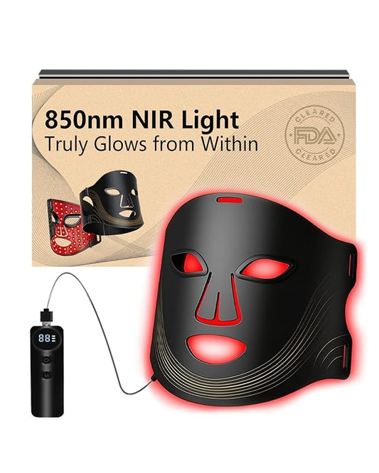 Red Light Therapy Mask for Face - 4 Light Modes with 660nm 850nm Wavelength, Blue & Red Light Therapy Face Mask, 2000mAh, Eye Protection, Timer & Travel-Friendly Design for Home Skincare