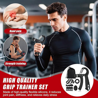 Hand Grip Strengthener, Grip Strength Trainer, 22-132 Lbs Adjustable Resistance Forearm Exerciser Workout for Rehabilitation Athletes Climbers Musicians