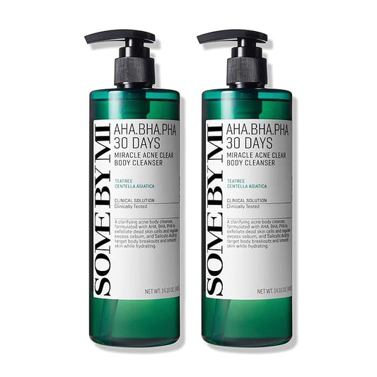 SOME BY MI AHA BHA PHA 30 Days Miracle Acne Clear Body Cleanser – Pack of 2 – Daily Exfoliating Tea Tree & Salicylic Acid Acne Body Wash – Deep Cleanses Sebum, Oil & Impurities – Korean Skin Care