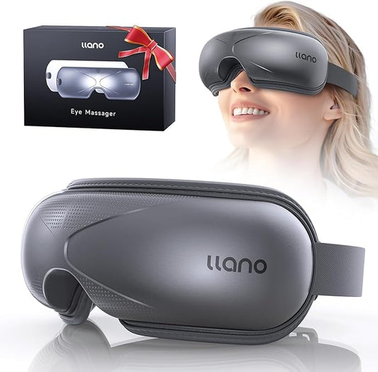 llano Christmas Gifts,Upgrade Eye Massager with Heat, Portable with Bluetooth Music, Eye Mask Sleep Foldable Face for Relax Dark Circles Dry
